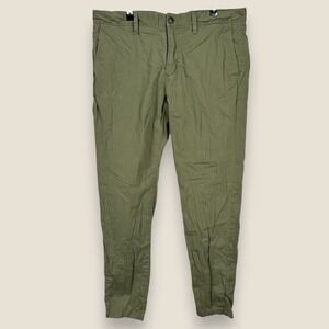 Open Edit Chino Pants Mens 33W Olive Green Stretch Slim Tapered Casual Trousers